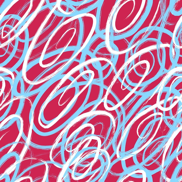 Abstract seamless pattern circles and lines Ragged magenta lines pattern in graffiti style