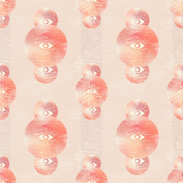 Vector abstract seamless pattern eyes on 3d background