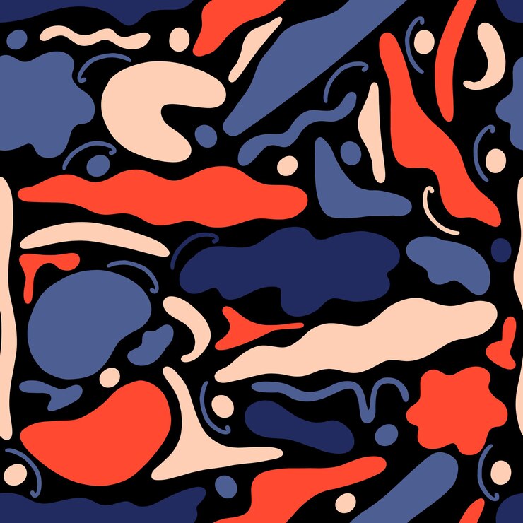 Vector abstract seamless pattern geometric shapes in memphis style.