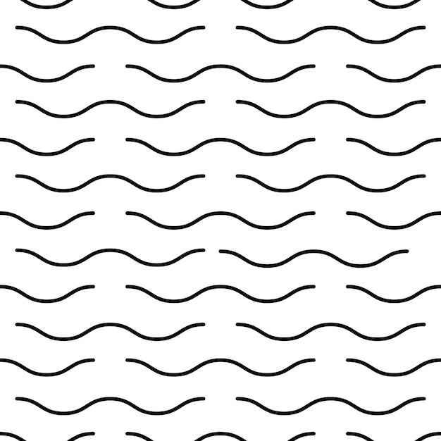 벡터 추상 원활한 패턴 가로 물결 모양의 줄무늬 배경 흑백 패턴