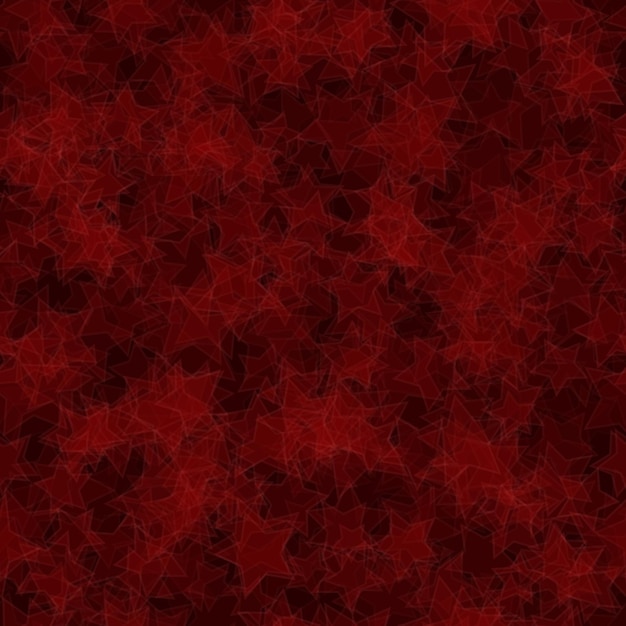 ベクトル 赤い色でランダムに分布した半透明の星の抽象的なシームレスパターン