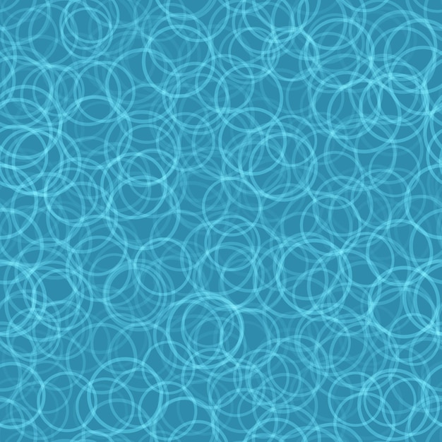 Vector abstract seamless pattern of randomly arranged contours of circles in light blue colors