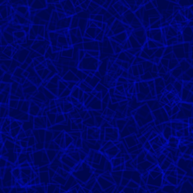 Abstract seamless pattern of randomly arranged contours of squares in blue colors