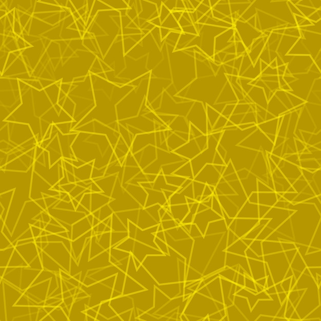 Abstract seamless pattern of randomly arranged contours of stars in yellow colors