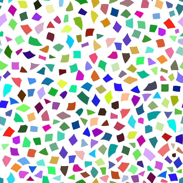 さまざまな色のさまざまなサイズの小さな紙片またはセラミックの破片の抽象的なシームレスパターン