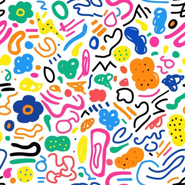 Abstract seamless pattern stroke for kids in Memphis style Geometric hand drawn print textile