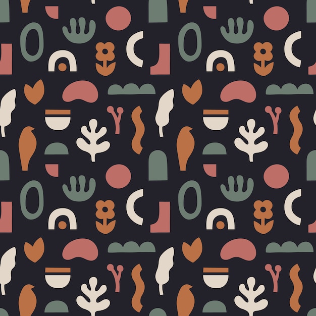 Abstract seamless pattern in trendy collage style.