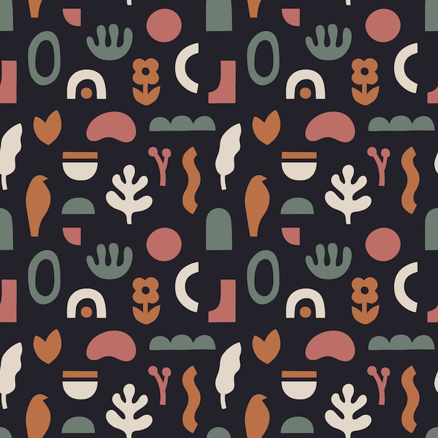 Abstract seamless pattern in trendy collage style.