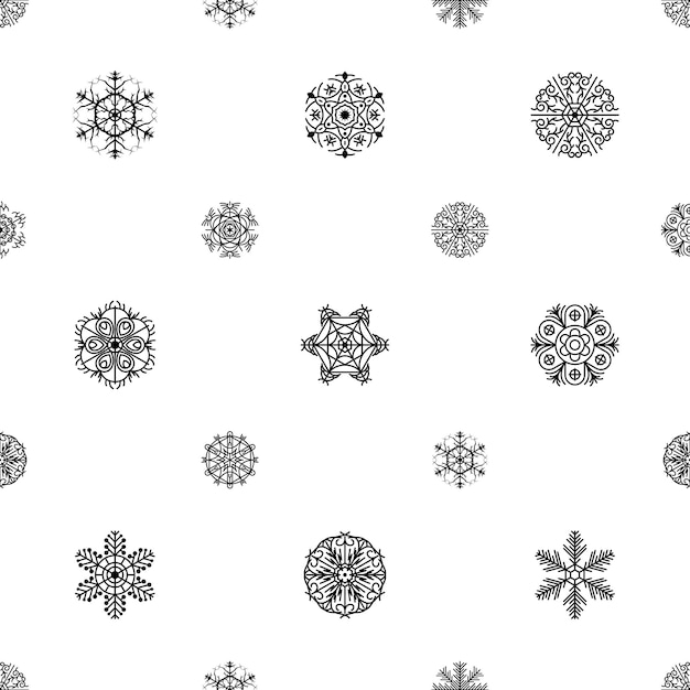 Abstract Seamless Pattern Winter Snowflake Background For Christmas New Year Xmas Decoration