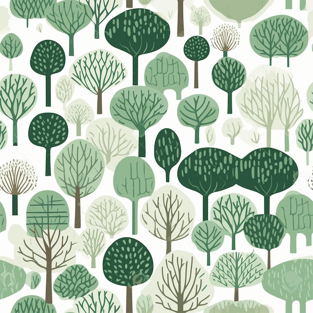 Vector abstract seamless pattern with autumn forest trendy hand drawn textures