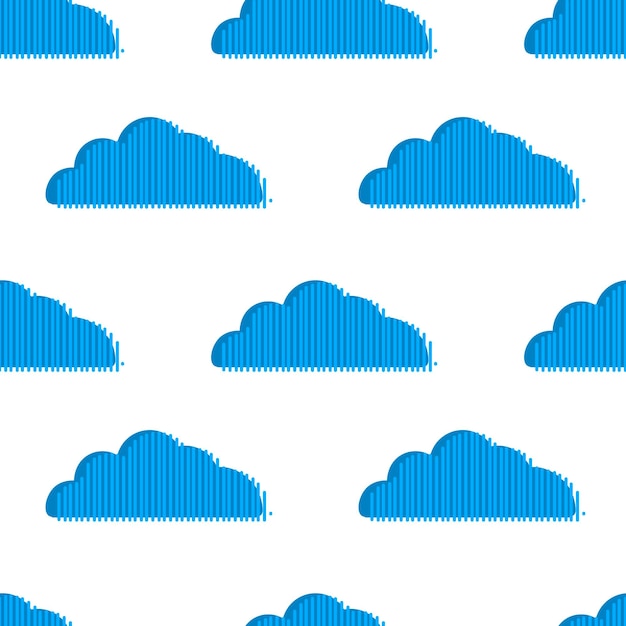 흰색 배경에 고립 된 파란색 줄무늬 구름과 추상 원활한 패턴