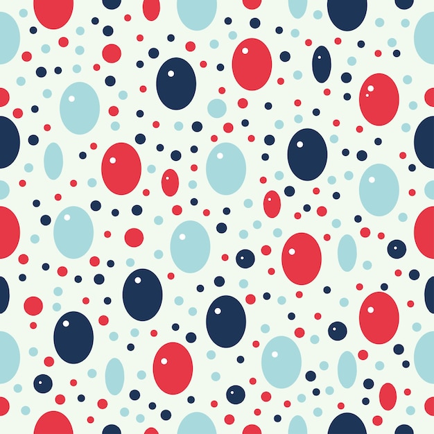 Abstract seamless pattern with bubbles Red blue circle spots on white background