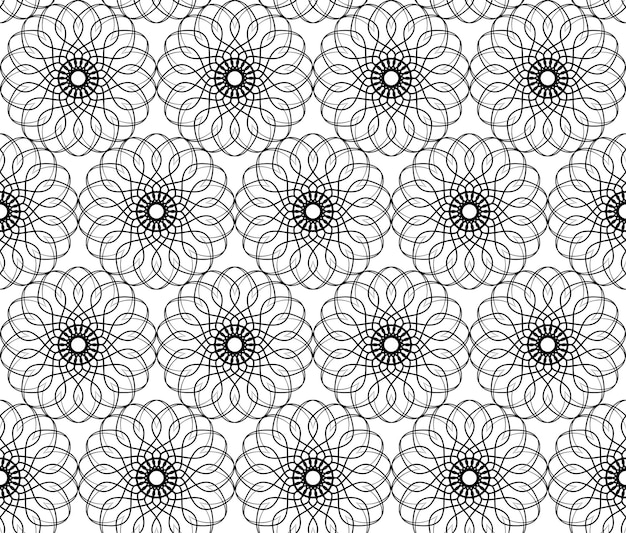 Abstract seamless pattern with circle decorative floral ornament