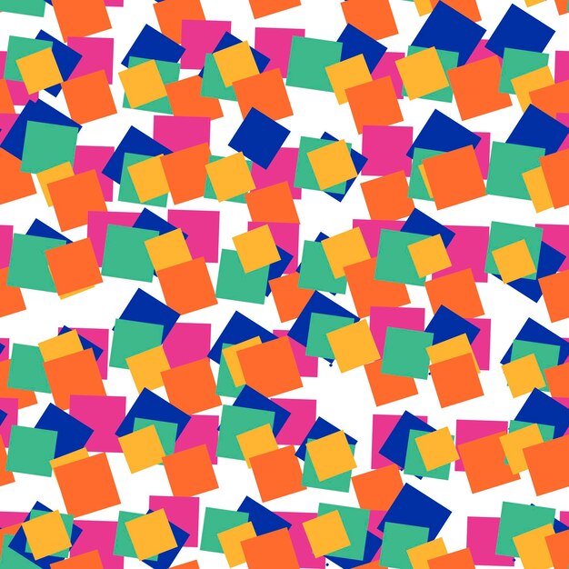 Abstract seamless pattern with colorful chaotic small squares. Infinity geometric pattern.