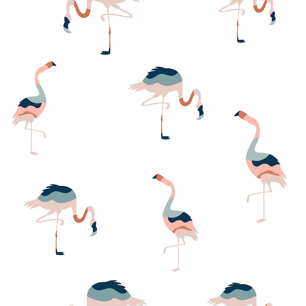 Abstract seamless pattern with colorful flamingo birds bright vector illustration