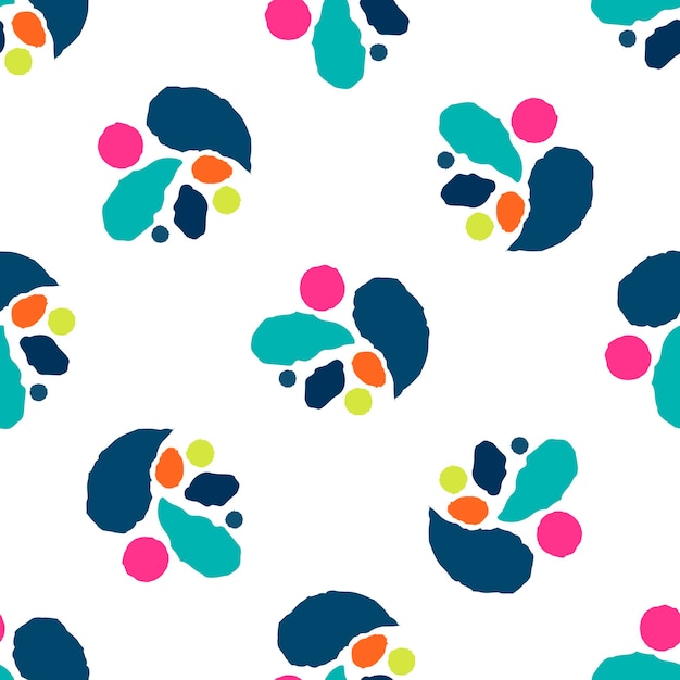 Abstract seamless pattern with colorful hand drawn strokes and drops