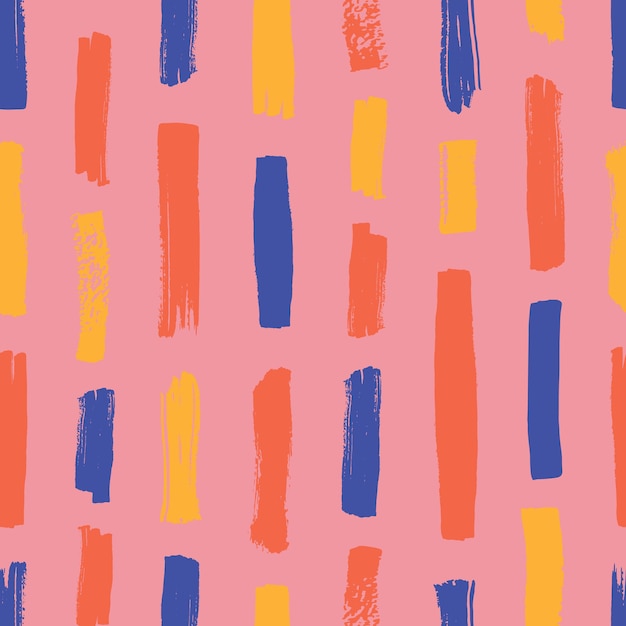 Vector abstract seamless pattern with colorful vertical stripes on pink background