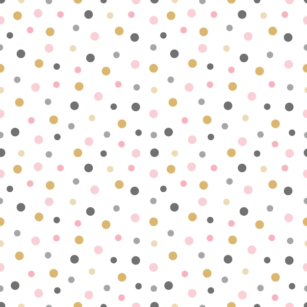 Vector abstract seamless pattern with coloured dots on white