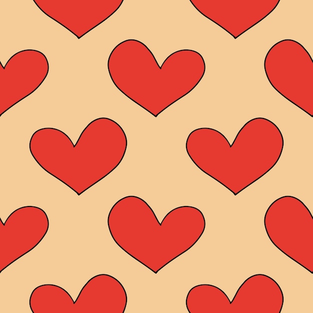 Abstract seamless pattern with cute doodle hearts. Romantic background, wrapping paper.