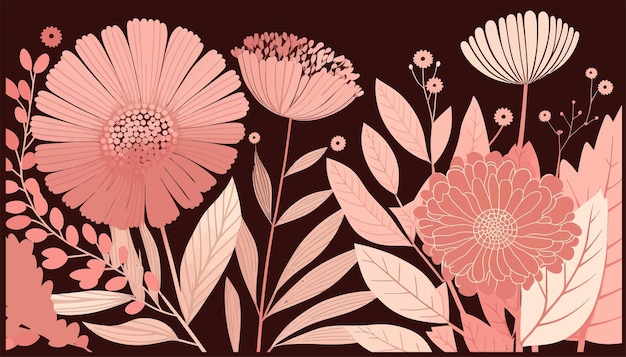귀여운 손으로 그린 초원 꽃과 함께 추상적이고 매끄러운 패턴입니다. 아름다운 미니멀리즘 프린트