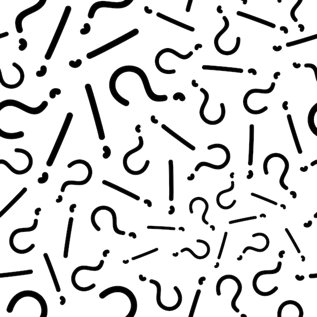 ABSTRACT SEAMLESS PATTERN WITH EXCLAMATION AND QUESTION MARKS ON A WHITE BACKGROUND