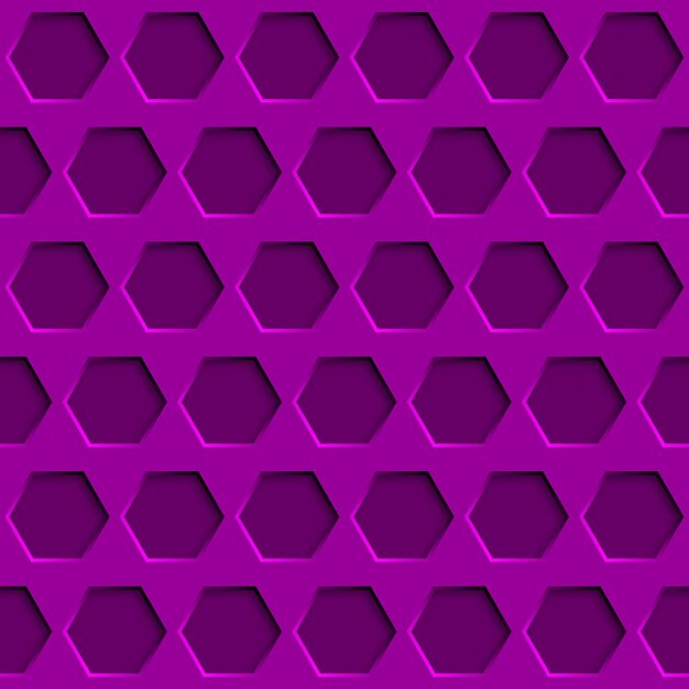 Abstract seamless pattern with hexagon holes in purple colors