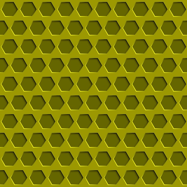 Abstract seamless pattern with hexagon holes in yellow colors