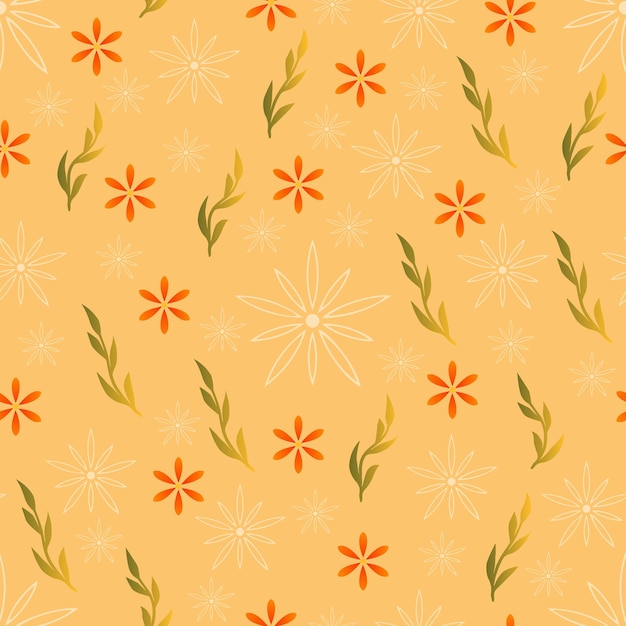 Abstract seamless pattern with leaf and beautiful flower