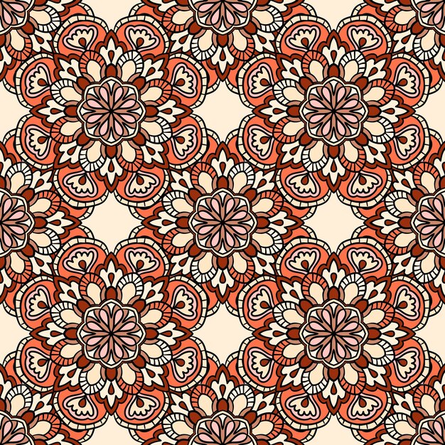 Abstract seamless pattern with mandala flower. Mosaic, tile. Floral background.