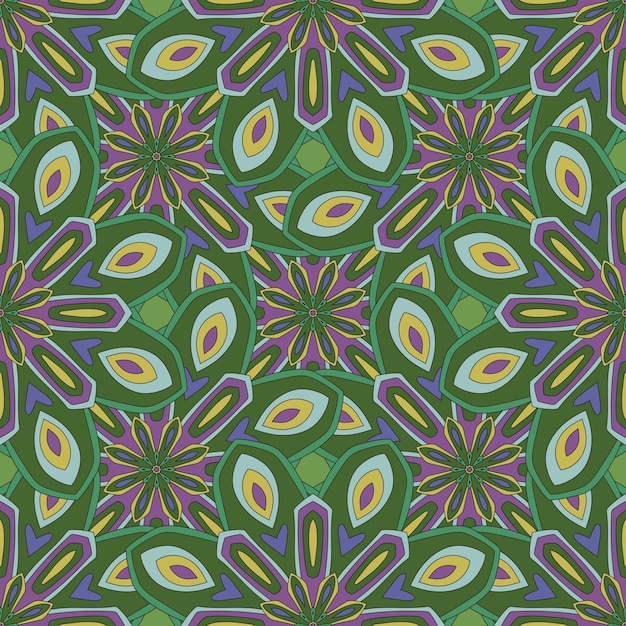 Abstract seamless pattern with mandala flower. Mosaic, tile. Floral background.