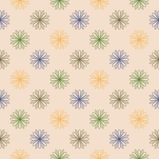Vector abstract seamless pattern with mandala flower. mosaic, tile, polka dot. floral background.