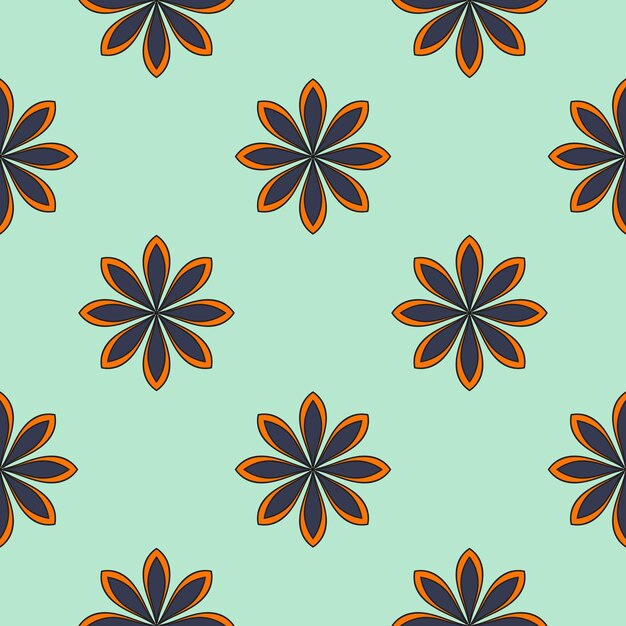 Abstract seamless pattern with mandala flower. Mosaic, tile, polka dot. Floral background.