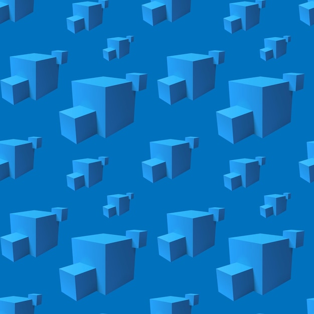 重なり合う青い立方体の抽象的なシームレスパターン