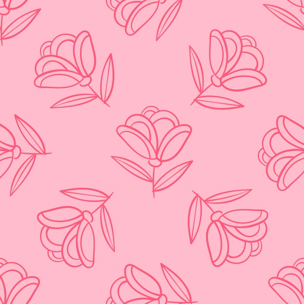 Vector abstract seamless pattern with pink flowers, roses.