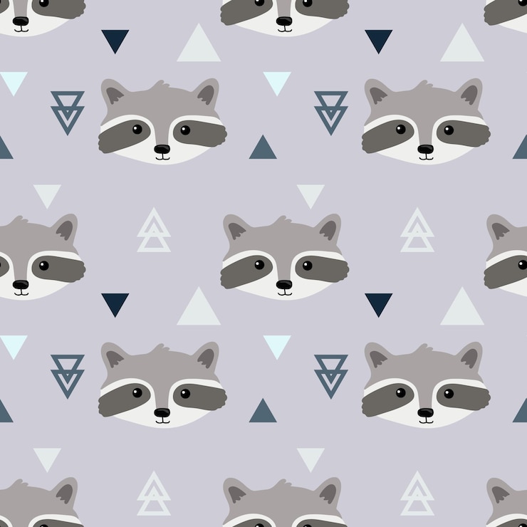 Vector abstract seamless pattern with raccoons and triangles perfect background for fabric wrapping textile wallpaper decoration vector illustration