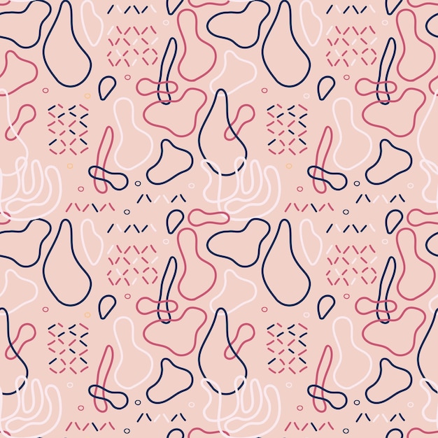 Абстрактный бесшовный рисунок с формами на розовом фоне
