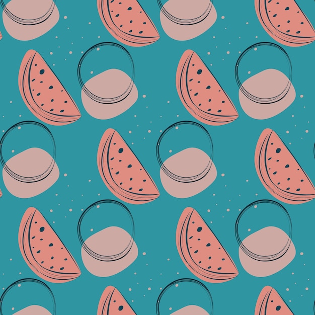 abstract seamless pattern with stylized watermelon slices