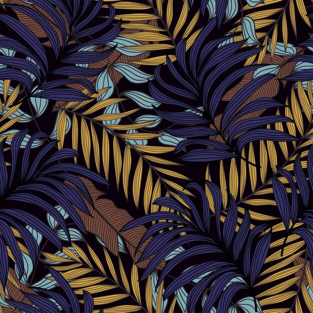 Abstract seamless pattern with tropical floral vegetation