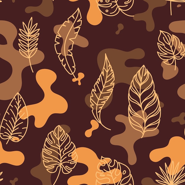 Abstract seamless pattern with tropical leaves