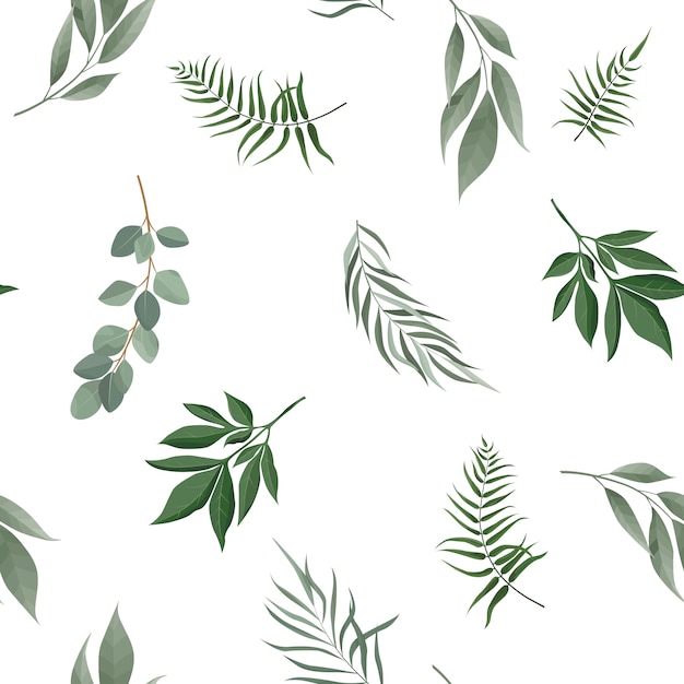 Abstract seamless pattern with tropical leaves.