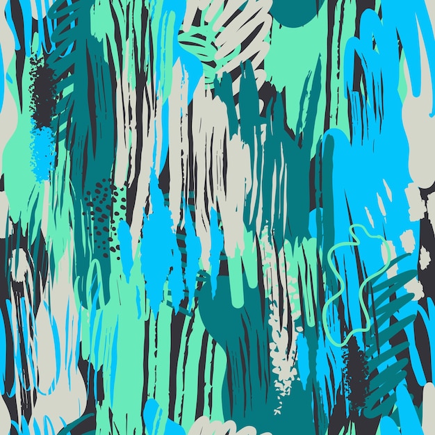 Абстрактные бесшовные узоры с нарисованными вручную текстурами в трендовом принте в стиле каракулей в ярких цветах Ретро модный фон