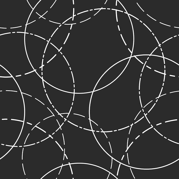 Abstract seamless single 7 circles 2 dash_line white_black