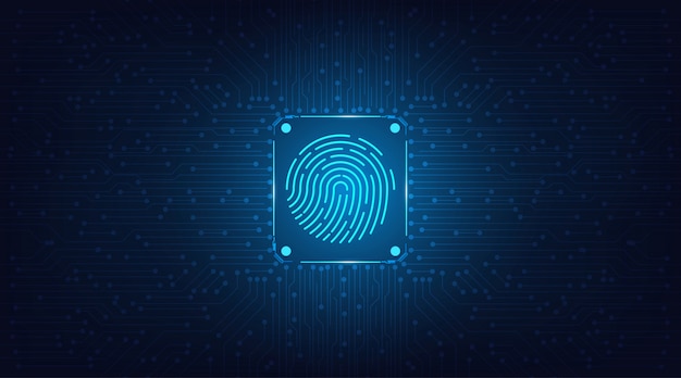  abstract security system concept with fingerprint on technology background.