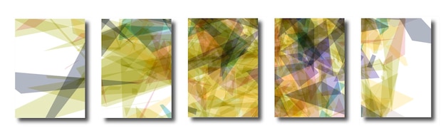 Abstract set of backgrounds with colorful chaotic triangles polygons Posters covers