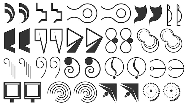 Abstract Set Collection Black Quotemarks Speech Punctuation Excerpt Remarks Icons Vector Design Styl