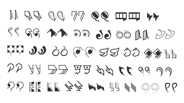 추상 집합된 컬렉션 검은 인용 부호 음성 구두점 발췌 비고 아이콘 벡터 디자인
