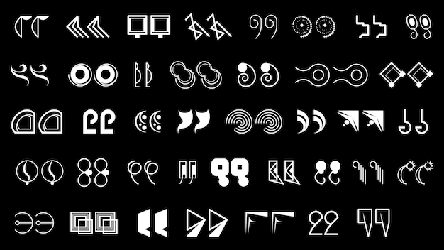 Abstract Set Collection Black Quotemarks Speech Punctuation Excerpt Remarks Icons Vector Design