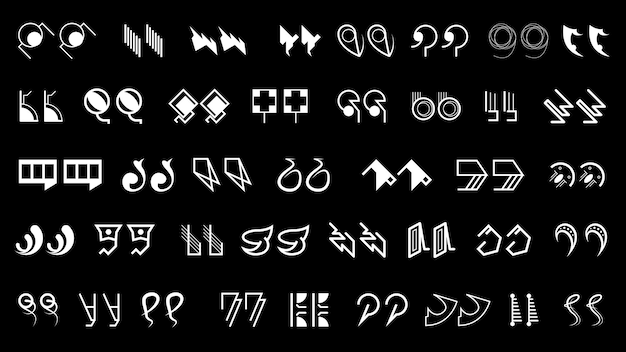 Abstract Set Collection Black Quotemarks Speech Punctuation Excerpt Remarks Icons Vector Design
