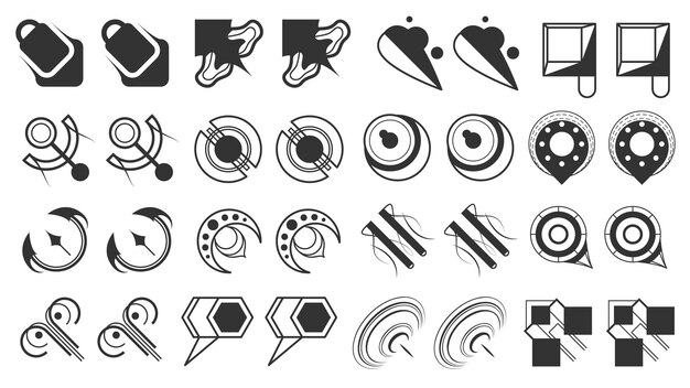 Abstract Set Collection Black Quotemarks Speech Punctuation Excerpt Remarks Icons Vector Design