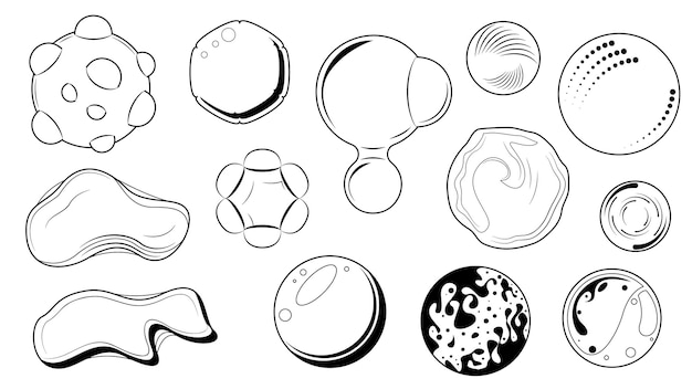 Abstract Set Doodle Elements Handgetekende collectie Bubble Liquid Drink Water Elements Vector Desgin